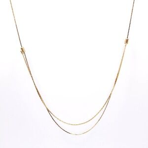 Vintage Gold Tone Double Strand Snake Chain Slider Necklace